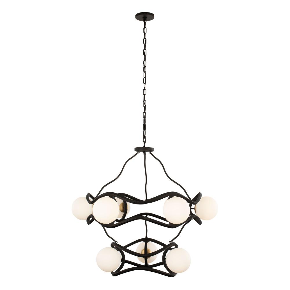 Black Betty 9-Lt 2-Tier Chandelier - Carbon/French Gold