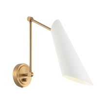 Matteo Lighting S08021AGWH - Butera Aged Gold Brass + White Wall Sconce