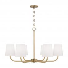 Capital Canada 449462AD-706 - 6-Light Chandelier in Aged Brass with White Fabric Stay-Straight Shades
