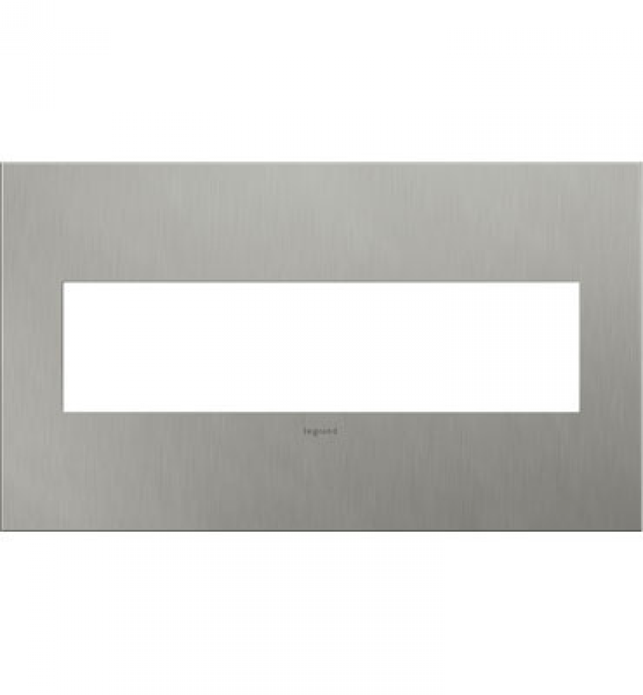 Brushed Stainless Steel, 4-Gang Wall Plate