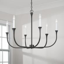 Capital 452361BI - 6-Light Chandelier in Black Iron with Interchangeable White or Black Iron Candle Sleeves