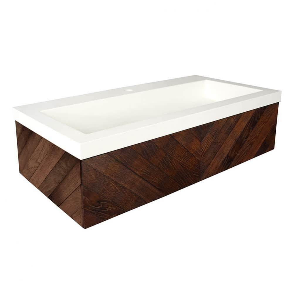 36'' Cabernet Floating Vanity with NativeStone Trough in Earth