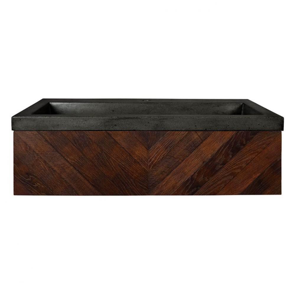 36'' Cabernet Floating Vanity with NativeStone Trough in Slate
