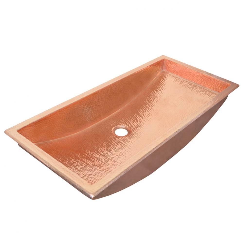 Trough 30 Bathroom Sink in Polished Copper