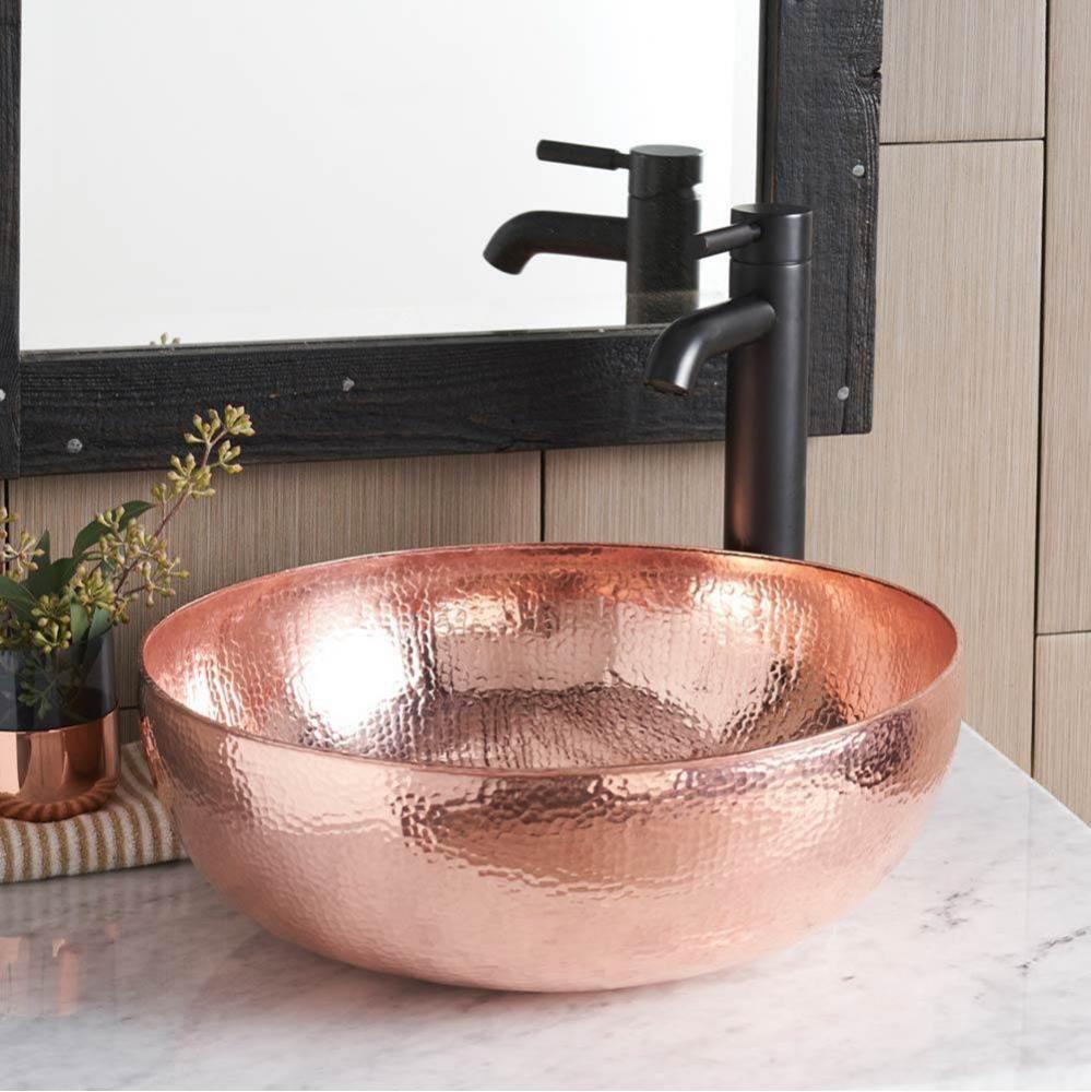 Maestro Round Bathroom Sink in Polished Copper