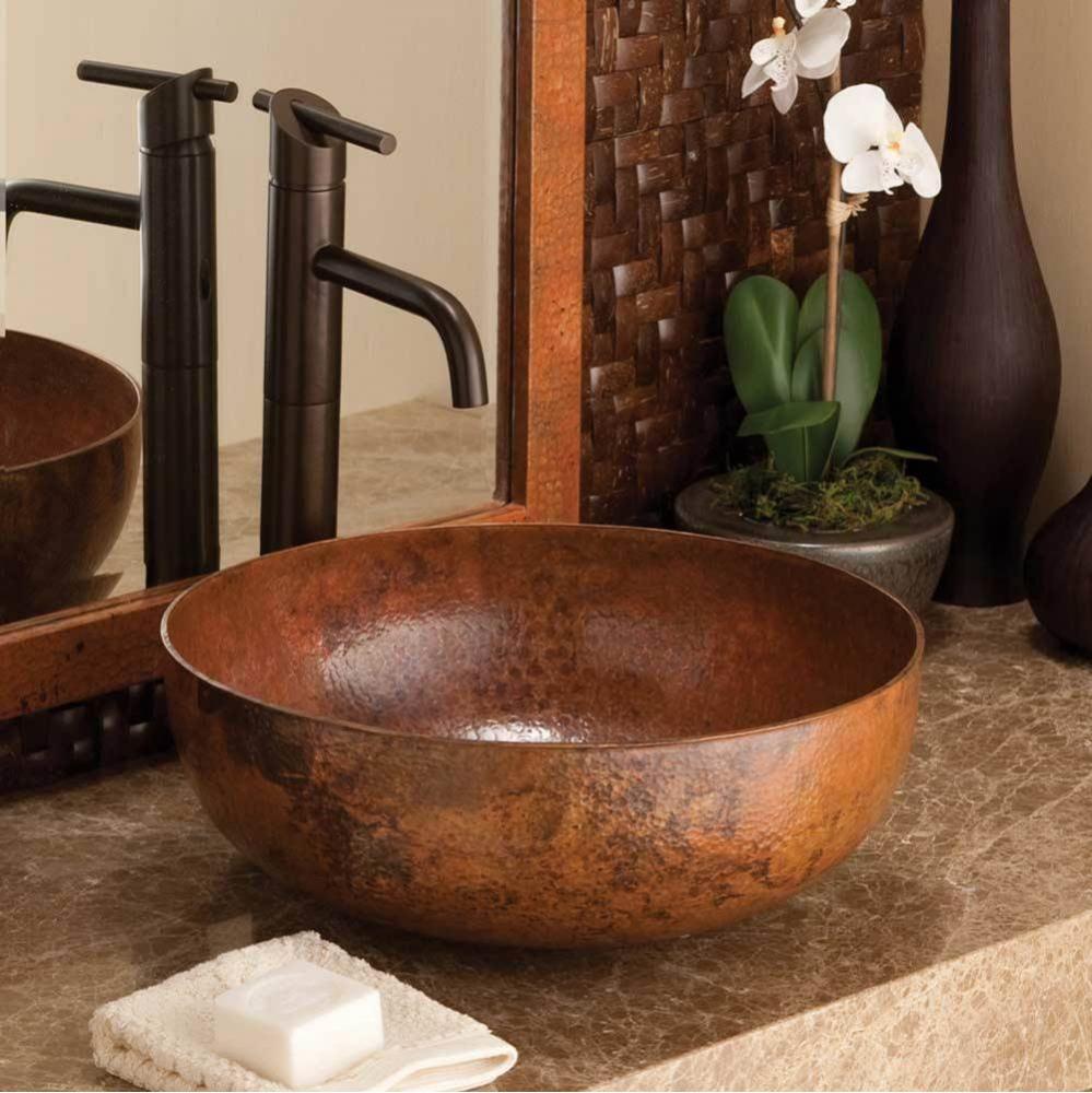 Maestro Round Bathroom Sink in Tempered Copper