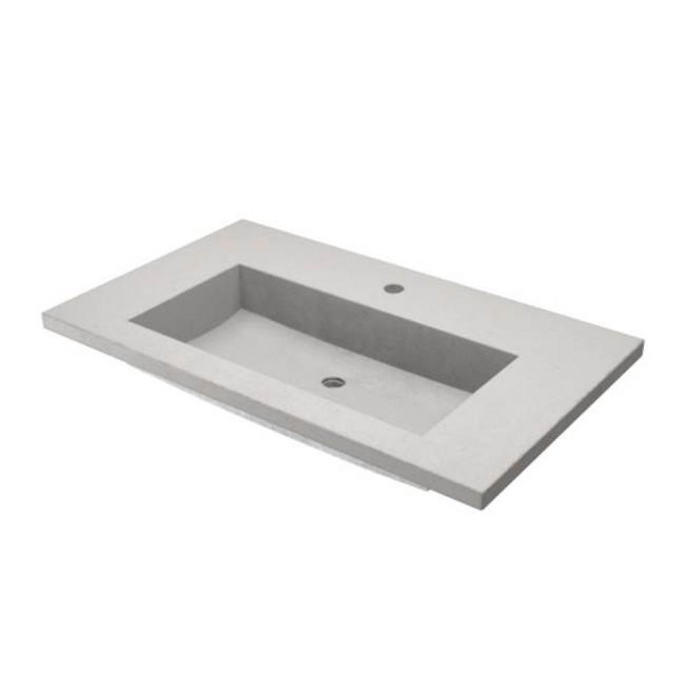 36'' Capistrano Vanity Top with Integral Trough in Ash - Single Faucet Cutout