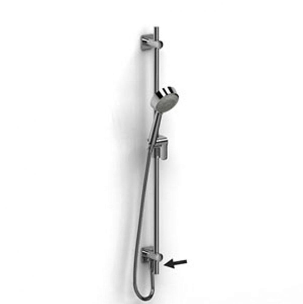 Shower rail with elbow supply