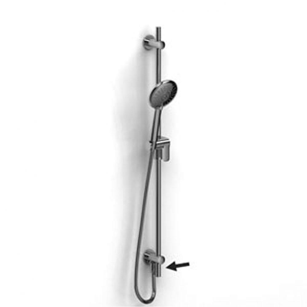 Hand shower rail with built-in elbow supply