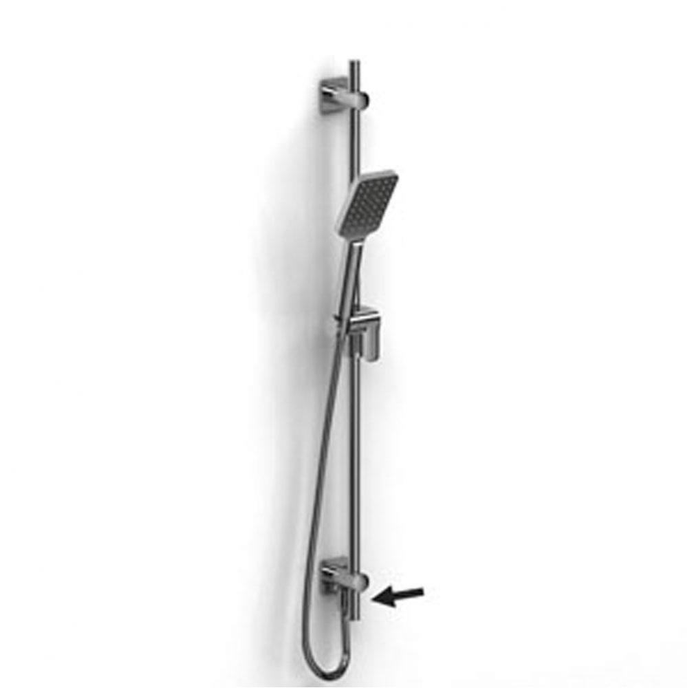 Hand shower rail with built-in elbow supply