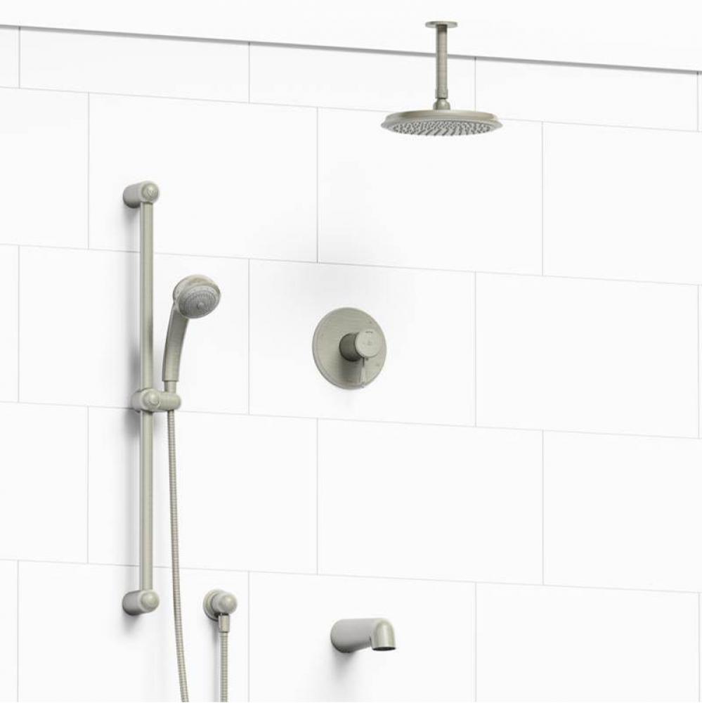 Type T/P (thermostatic/pressure balance) 1/2'' coaxial 3-way system with hand shower rai