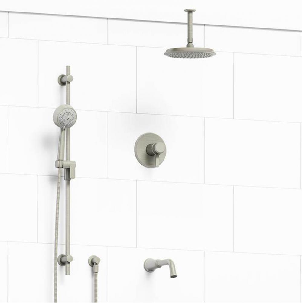 Type T/P (thermostatic/pressure balance) 1/2'' coaxial 3-way system with hand shower rai