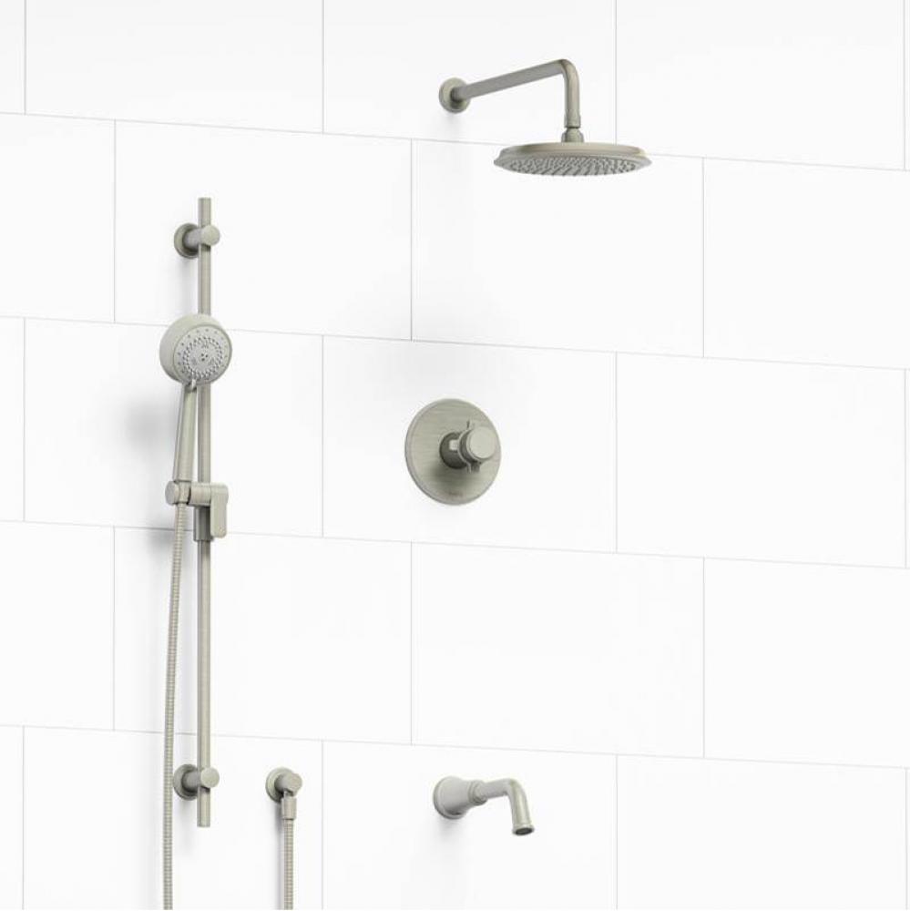 Type T/P (thermostatic/pressure balance) 1/2'' coaxial 3-way system with hand shower rai