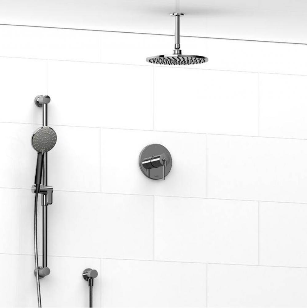 Type T/P (thermostatic/pressure balance) 1/2'' coaxial system with hand shower rail and