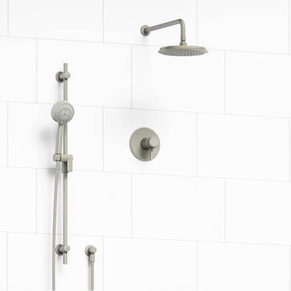 Type T/P (thermostatic/pressure balance) 1/2'' coaxial 2-way system with hand shower and