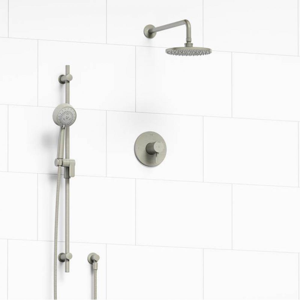 Type T/P (thermostatic/pressure balance) 1/2'' coaxial 2-way system with hand shower and