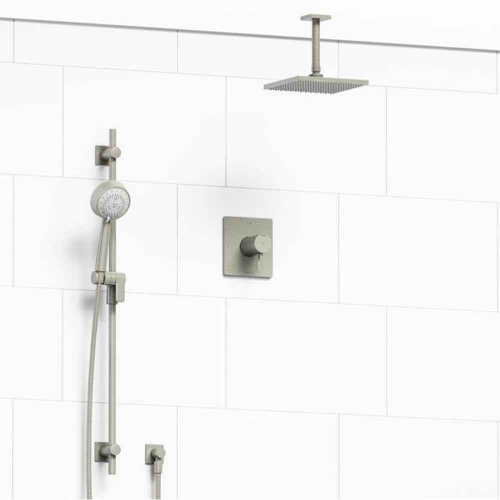 Type T/P (thermostatic/pressure balance) 1/2'' coaxial 2-way system with hand shower and