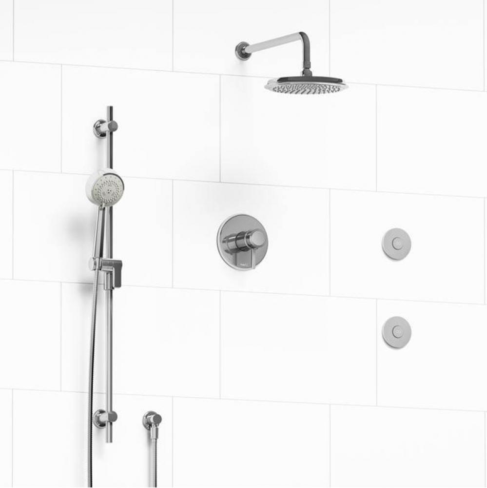 Type T/P (thermostatic/pressure balance) 1/2'' coaxial 3-way system, hand shower rail, e