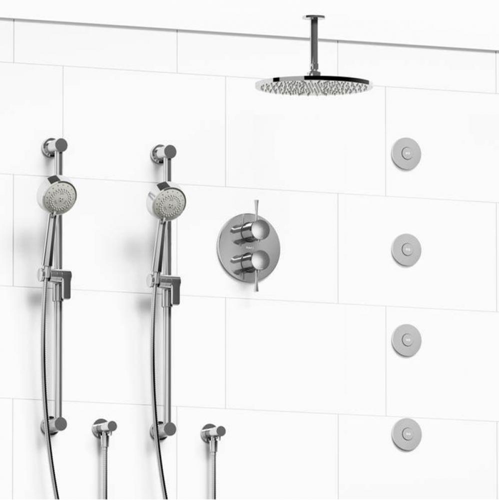 Type T/P (thermostatic/pressure balance) 3/4'' double coaxial system with 2 hand shower