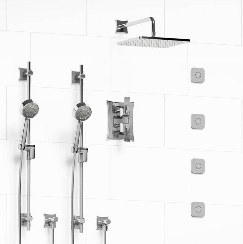 Type T/P (thermostatic/pressure balance) 3/4'' double coaxial system with 2 hand shower