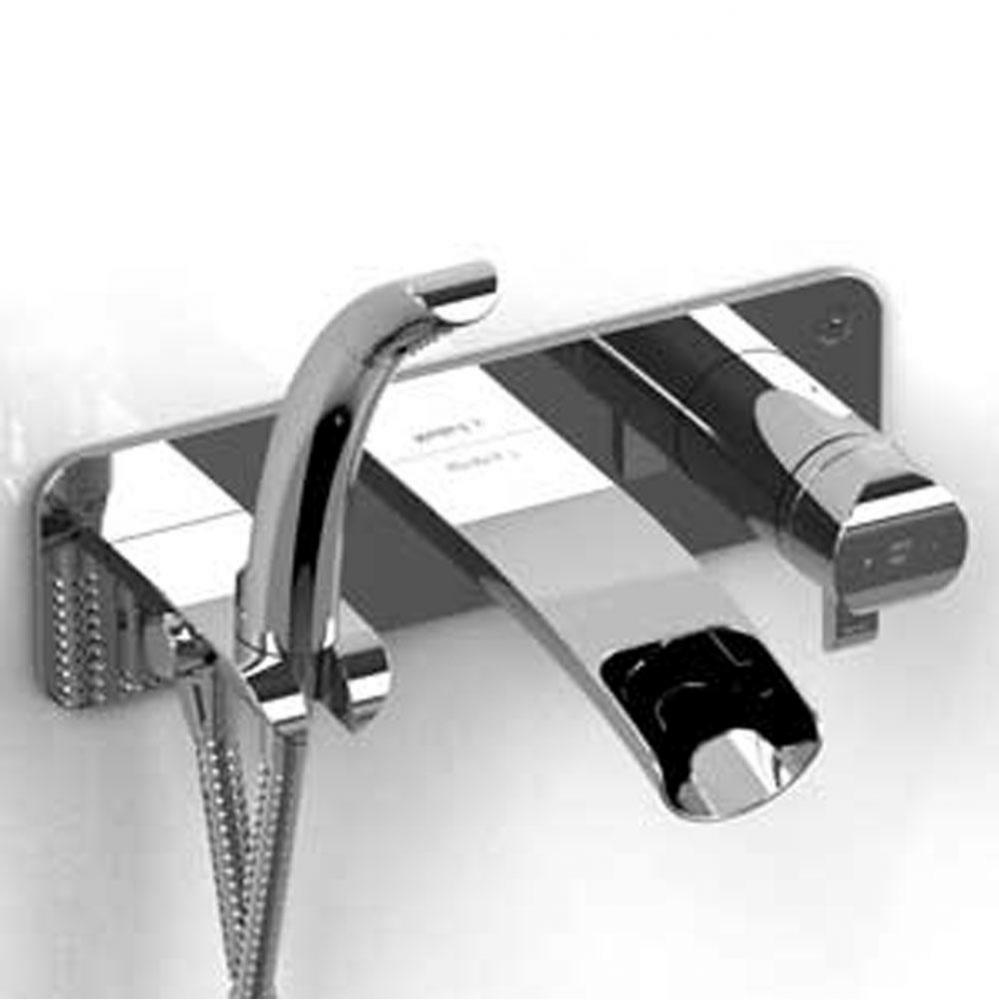 Wall-mount Type T/P (thermo/pressure balance) coaxial open spout tub filler with handshower