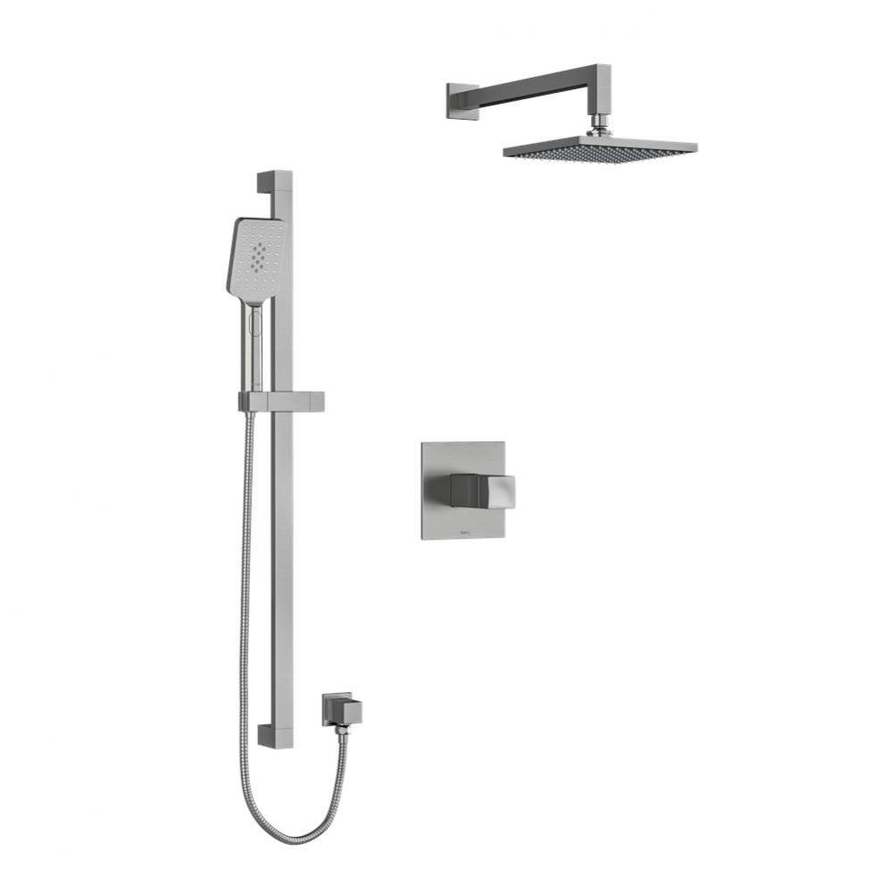 Type T/P (thermostatic/pressure balance) 1/2'' coaxial 2-way system with hand shower and