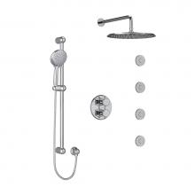  KIT483GN+C-6 - Type T/P 3/4'' double coaxial system with hand shower rail, 4 body jets and shower head