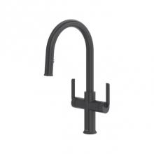 Riobel AU801BK - Authentica™ Two Handle Pull-Down Kitchen Faucet With C-Spout