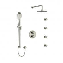  KIT446RUTM+PN - Type T/P (thermostatic/pressure balance) double coaxial system with hand shower rail, 4 body jets