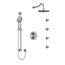  KIT446RT+C-6 - Type T/P (thermostatic/pressure balance) double coaxial system with hand shower rail, 4 body jets