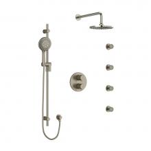 Riobel KIT446PATMBN - Type T/P (thermostatic/pressure balance) double coaxial system with hand shower rail, 4 body jets