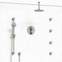 Riobel KIT#446SYTMBN-6 - Type T/P (thermostatic/pressure balance) double coaxial system with hand shower rail, 4 body jets