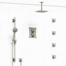 Riobel KIT#446EFBN-6 - Type T/P (thermostatic/pressure balance) double coaxial system with hand shower rail, 4 body jets