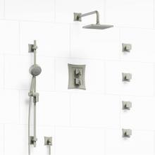 Riobel KIT#446EFBN - Type T/P (thermostatic/pressure balance) double coaxial system with hand shower rail, 4 body jets