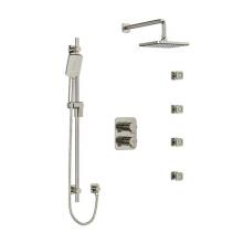 Riobel KIT#446EQBN-6 - Type T/P (thermostatic/pressure balance) double coaxial system with hand shower rail, 4 body jets
