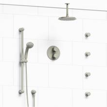 Riobel KIT#446GNBN-6 - Type T/P (thermostatic/pressure balance) double coaxial system with hand shower rail, 4 body jets