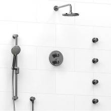 Riobel KIT#446GSC - Type T/P (thermostatic/pressure balance) double coaxial system with hand shower rail, 4 body jets