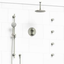 Riobel KIT#446MMRD+BN-6 - Type T/P (thermostatic/pressure balance) double coaxial system with hand shower rail, 4 body jets