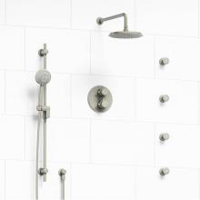 Riobel KIT#446MMRD+BN - Type T/P (thermostatic/pressure balance) double coaxial system with hand shower rail, 4 body jets