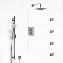 Riobel KIT#446PATQBN - Type T/P (thermostatic/pressure balance) double coaxial system with hand shower rail, 4 body jets