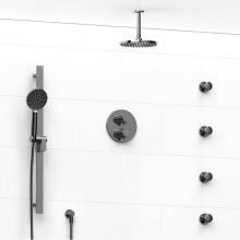 Riobel KIT#446PXTMC-6 - Type T/P (thermostatic/pressure balance) double coaxial system with hand shower rail, 4 body jets