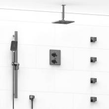Riobel KIT#446PXTQC-6 - Type T/P (thermostatic/pressure balance) double coaxial system with hand shower rail, 4 body jets