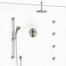 Riobel KIT#446RTBN-6 - Type T/P (thermostatic/pressure balance) double coaxial system with hand shower rail, 4 body jets