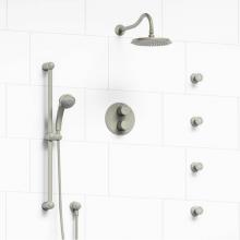 Riobel KIT#446RTBN - Type T/P (thermostatic/pressure balance) double coaxial system with hand shower rail, 4 body jets