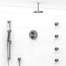 Riobel KIT#446RUTMC-6 - Type T/P (thermostatic/pressure balance) double coaxial system with hand shower rail, 4 body jets