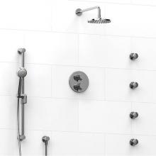 Riobel KIT#446RUTMC - Type T/P (thermostatic/pressure balance) double coaxial system with hand shower rail, 4 body jets
