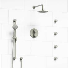 Riobel KIT#446SYTMBN - Type T/P (thermostatic/pressure balance) double coaxial system with hand shower rail, 4 body jets