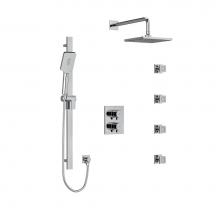 Riobel KIT446PFTQC - Type T/P (Thermostatic/Pressure Balance) Double Coaxial System With Hand Shower Rail, 4 Body Jets
