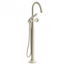Riobel MMRD39+BN - 2-way Type T (thermostatic) coaxial floor-mount tub filler with hand shower