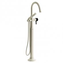 Riobel MMRD39LBNBK-EX - 2-way Type T (thermostatic) coaxial floor-mount tub filler with hand shower